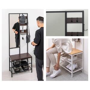 多機能 ハンガーラック ミラー付 ナチュラル 約W62×D33×H169.5cm AKU104491002