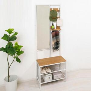 多機能 ハンガーラック ミラー付 ナチュラル 約W62×D33×H169.5cm AKU104491002