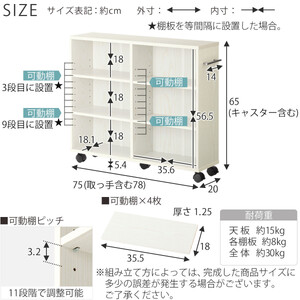 【完成品でお届け】押入れ収納ボックス〔幅20cm・取っ手が右側タイプ〕（ウォールナット）押入れ収納 ラック スリム キャスター付き 本棚 収納 木製 チェスト 隙間収納 おしゃれ BKANRGHM0150-R-WAL