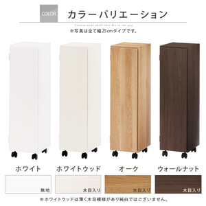 【国産家具】オーダーすき間ラック〔幅24cm・キャスター・扉付き・ロータイプ〕（ウォールナット）すき間ラック 収納棚 約 奥行32 高さ96 扉付き キャスター付き スリム 薄型 木製 扉付 5段 ABE400107-24-WAL