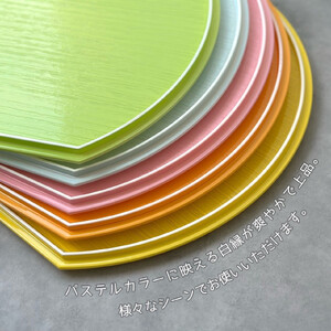 紀州漆器 半月盆 お盆 パステルカラー 約36cm ブルー