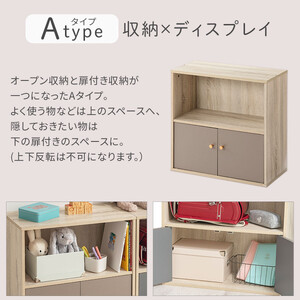 完成品でお届け】収納ボックス〔Aタイプ〕（グレー）カラーボックス 扉