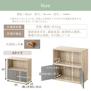 完成品でお届け】収納ボックス〔Aタイプ〕（グレー）カラーボックス 扉