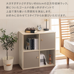 完成品でお届け】収納ボックス〔Aタイプ〕（グレー）カラーボックス 扉