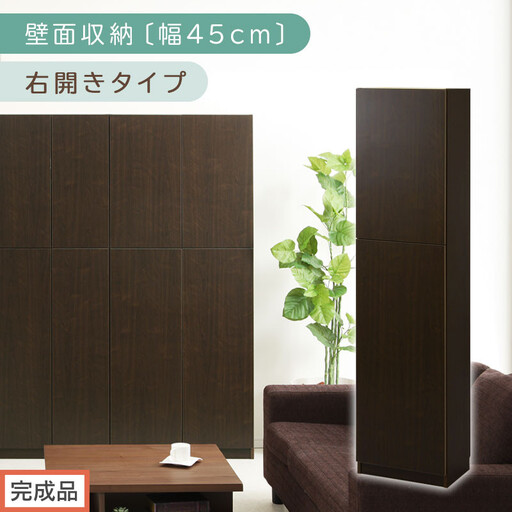 【完成品でお届け】壁面収納〔幅45cm・本体・右開きタイプ〕(ダークブラウン)壁面収納 本棚 扉付き 収納 棚 cdラック dvdラック 収納棚 リビング オフィス 扉付き収納 整理棚 書棚 おしゃれ LKANCB642255-R-DBR