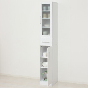 食器棚 ヌーヴォー 幅30 高さ180 ホワイト  キッチンラック 白 AKU1045057