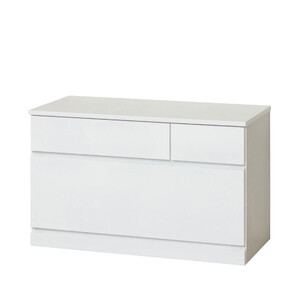 チェスト 深型 2段 引出し3杯タイプ 幅約90cm ホワイト 白 木製 シャイニー AKU1056458