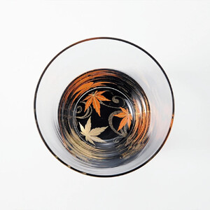 みよし漆器本舗 紀州塗り ぬりもん de Verre フリーグラス 紅葉 黒 210ml