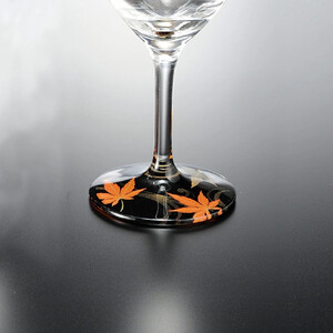 みよし漆器本舗 紀州塗り ぬりもん de Verre ワイングラス 紅葉 黒 300ml