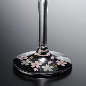 みよし漆器本舗 紀州塗り ぬりもん de Verre トールシャンパン 蒔絵 桜 黒 185ml