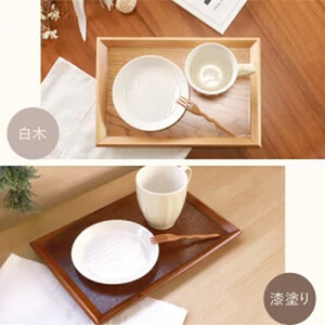 みよし漆器本舗 トレー お盆 木製 31.5cm ノンスリップ 白木