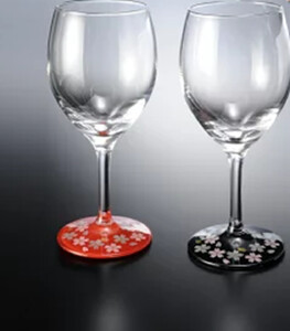 みよし漆器本舗 ワイングラス ペア 紀州塗り ぬりもん de Verre ワインカップ 蒔絵 桜 黒 赤 300ml