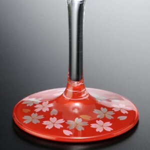 みよし漆器本舗 紀州塗り ぬりもん de Verre ワインカップ 蒔絵 桜 赤 300ml