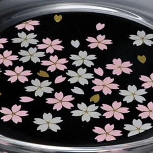 みよし漆器本舗 紀州塗り ぬりもん de Verre 丸小皿 蒔絵 桜 黒 直径14.8×2cm