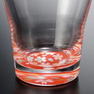 みよし漆器本舗 紀州塗り ぬりもん de Verre フリーグラス 蒔絵 桜 赤 210ml