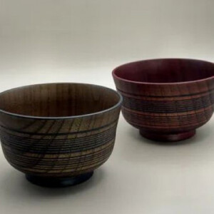 線面汁椀 ２個セット［黒漆］［朱］各1［NF94］