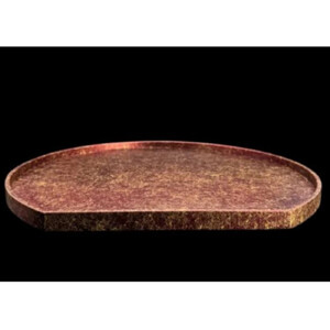 木製 半月トレイ 乱糸 (マット仕上げ) 赤溜［NF71］