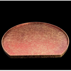 木製 半月トレイ 乱糸 (マット仕上げ) 赤溜［NF71］