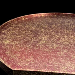 木製 半月トレイ 乱糸 (マット仕上げ) 赤溜［NF71］