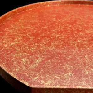 木製 半月トレイ 乱糸 (マット仕上げ) 本朱［NF70］