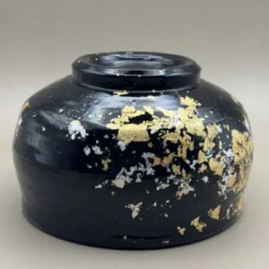 抹茶碗 漆黒（金箔）［NF124］