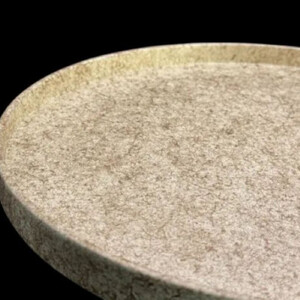 木製 丸トレイ 乱糸 (マット仕上げ) 漆白［NF67］