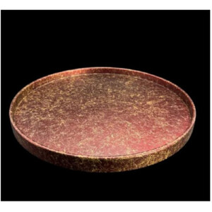 木製 丸トレイ 乱糸 (マット仕上げ) 赤溜［NF65］