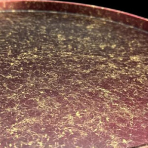 木製 丸トレイ 乱糸 (マット仕上げ) 赤溜［NF65］