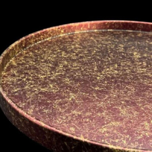 木製 丸トレイ 乱糸 (マット仕上げ) 赤溜［NF65］