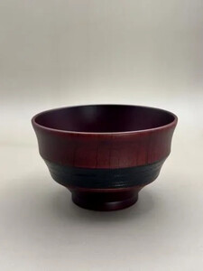 筋刷毛目椀 朱漆