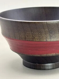 筋刷毛目椀 黒漆