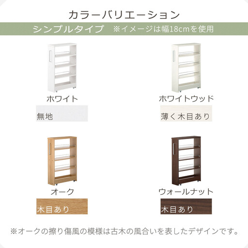 【完成品＋設置付き】すき間ワゴンラック ロータイプ〔幅20cm・シンプルタイプ〕（オーク）隙間収納 キッチンラック スリム スリムラック キッチン キッチンワゴン 収納 すき間収納 ランドリー ラック KKONRA945189-0-OAK