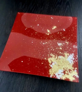 スクエアプレート(D) 古代塗り金箔本朱［NF208］