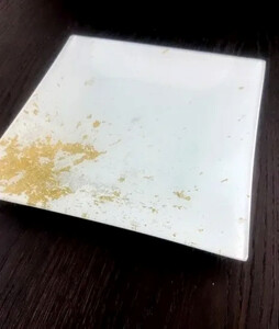 スクエアプレート(D) 古代塗り金箔純白［NF211］