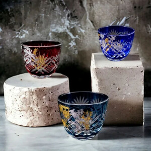 箔舞切子グラス40 レッド［NF238］