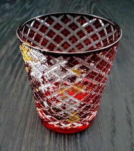 箔舞切子グラス220 レッド［NF244］