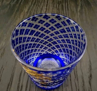 箔舞切子グラス220 ブルー［NF245］