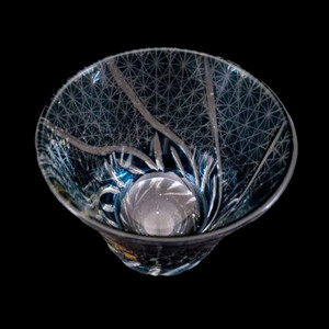 箔舞切子グラス240 ダークブルー［NF247］