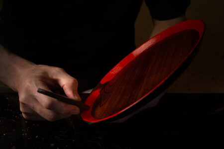 黒江塗 5寸 敷島盆 栓