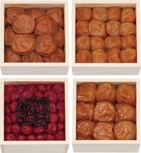 高級南高梅食べ比べ4種計1kg入 紀州塗箱 網代模様仕上 【SW91】