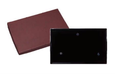 10.0丸盆、16.0長手盆　2枚セット　　　　　　溜　貝張やまと梅