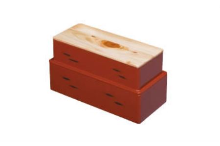 Njeco汎長角二段弁当箱　根来塗