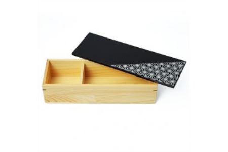 Njeco汎麻の葉一段弁当箱（仕切付）/黒