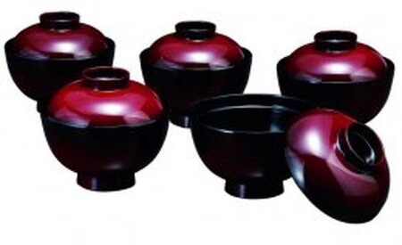 3.7吸物椀 篁 5客入（食器洗浄機OK） 紀州漆器［YS40］