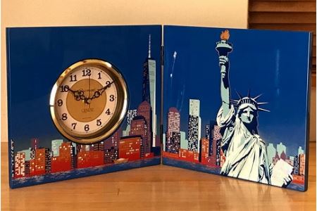 紀州漆器 木製屏風時計 ニューヨーク