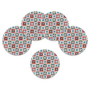 タツクラフト 友禅和紙コースター 5枚セット 花入り格子 【Tk342】