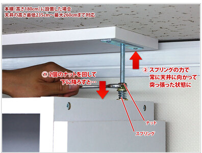 シェルフ7518 ＋ 突っ張り耐震 上置き セット ブラウン aku100447091