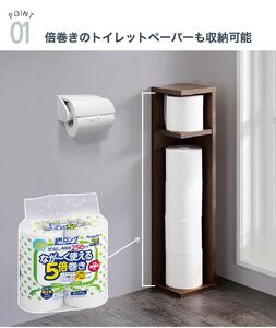 スリムコーナー トイレットペーパー収納 ブラウン amy101338201