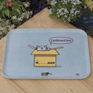 ネコダラトレイM角2枚セット「箱にはもれなく入っている」「ファンヒーター大集合」 ネコだらけ 猫グッズ