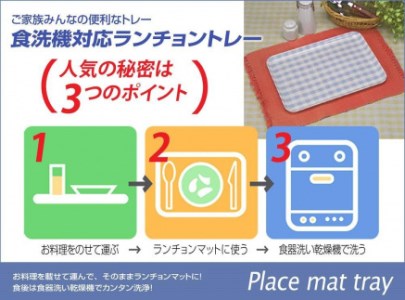 【イエロー×グリーン2枚組】タツクラフト ST ランチョン トレー M 33cm ミルキー チェック